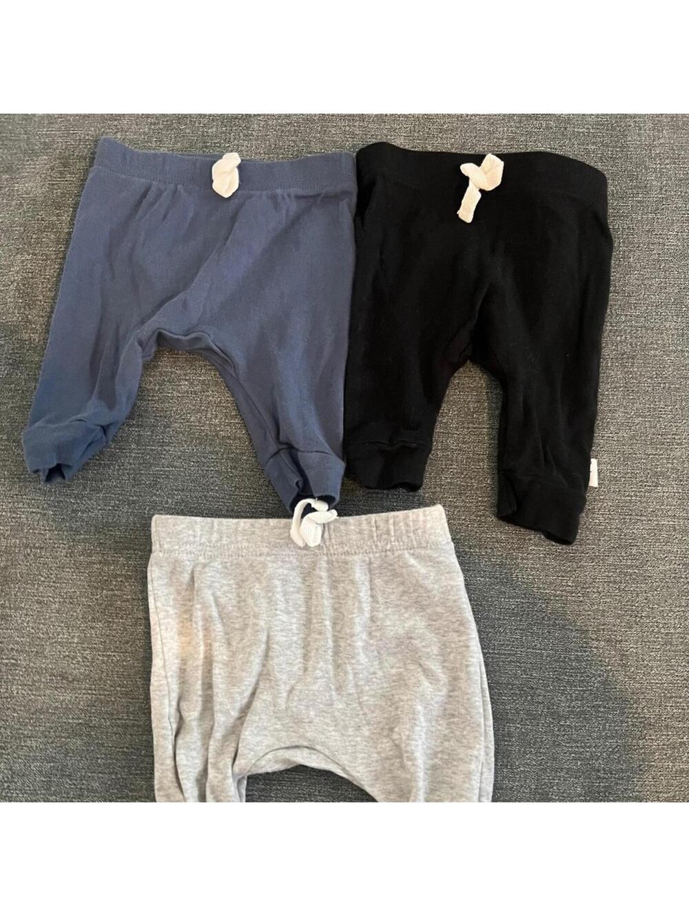 Gerber Baby Boy Jogger Sweat Pants Bundle - Blue, Black, Grey - Size 0-3 Months
